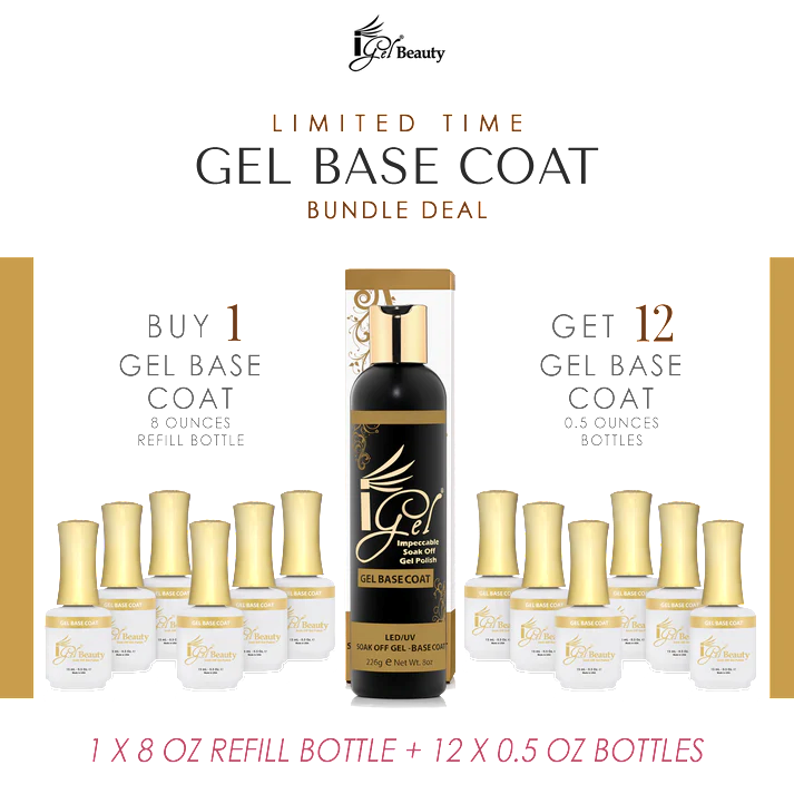REFILL BUNDLE - IGEL BASE COAT - 8 OZ + 12 FREE 0.5 OZ BOTTLES
