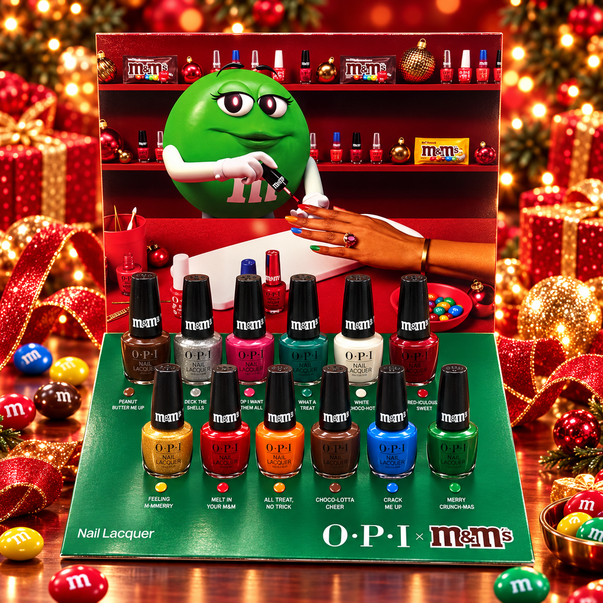 OPI Nail Lacquer Sweeten Your Mani x M&M’s Holiday 2026, 12-Piece Display - NAIL LACQUER OR REGULAR