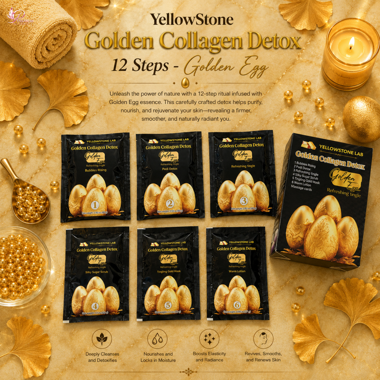 YellowStone Golden Collagen Detox 12 Steps - Golden Egg