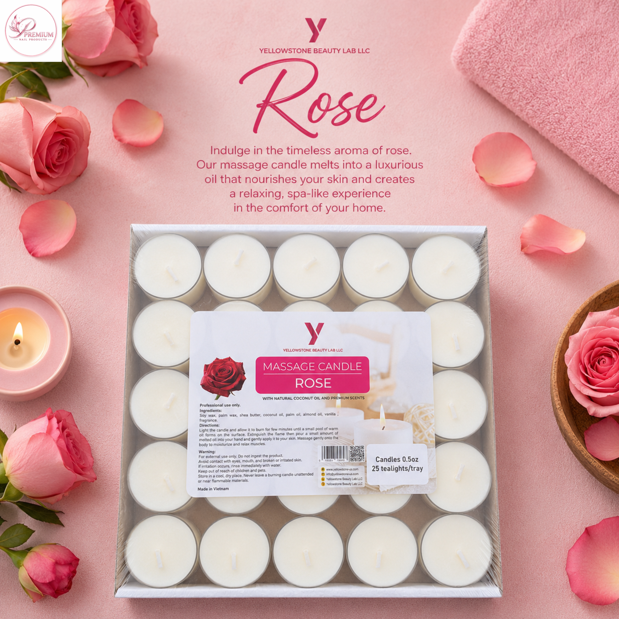 Yellowstone Massage Candle - Rose