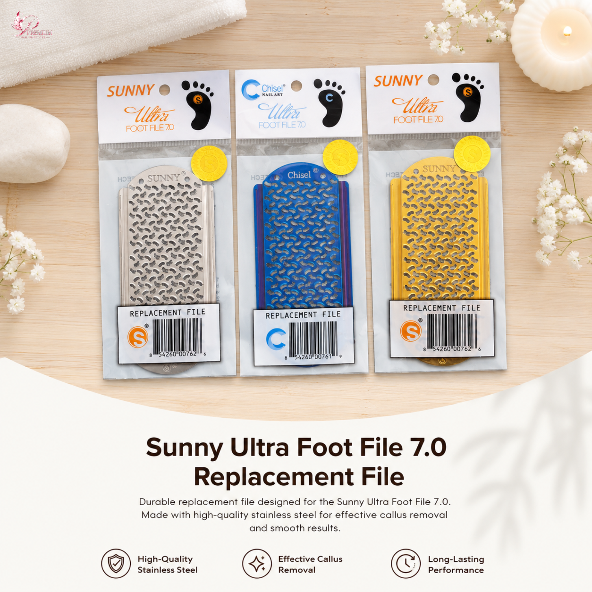 Sunny Ultra Foot File 7.0 Replacement File - Silve/Gold