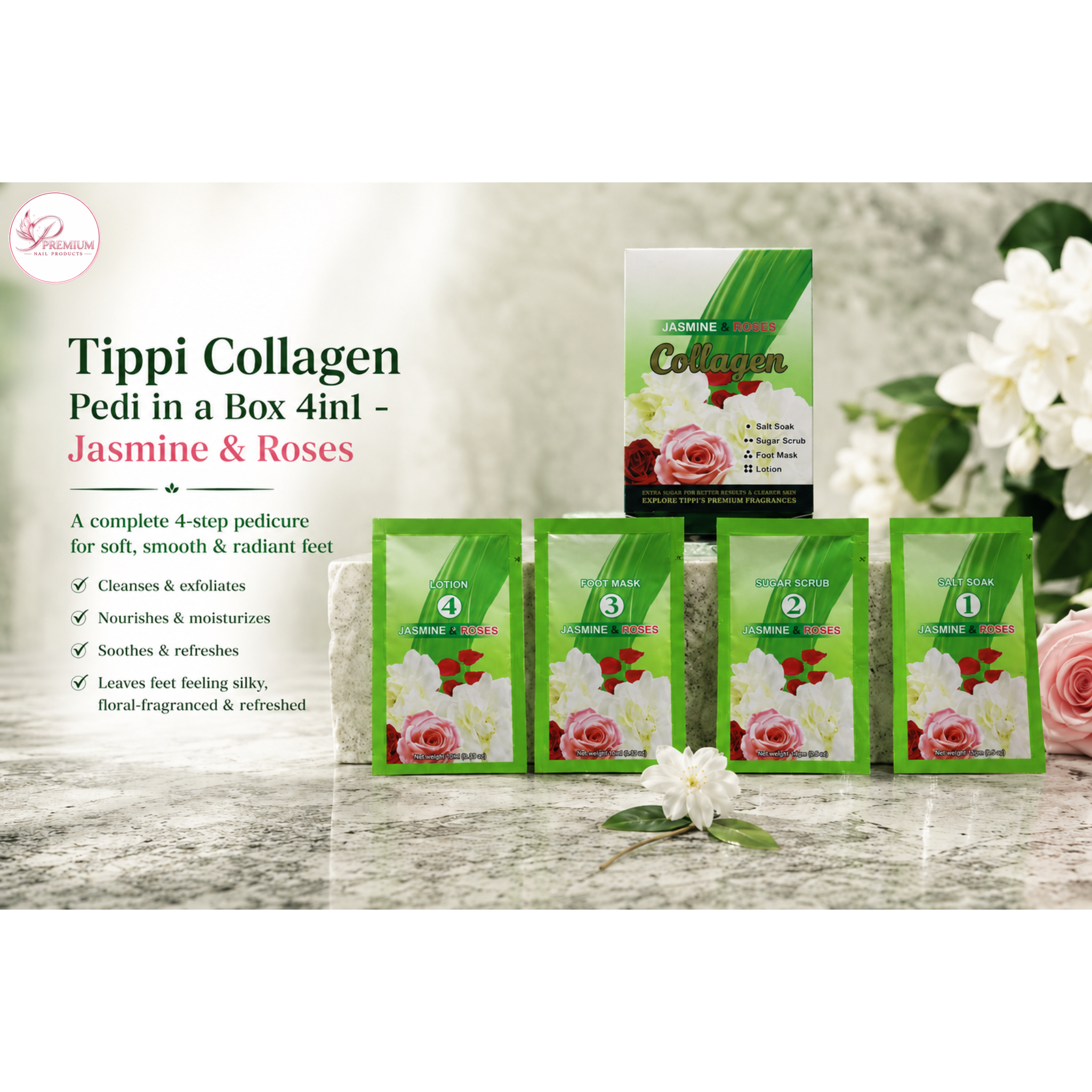 Tippi Collagen Pedi in a Box 4in1 - Jasmine & Rose