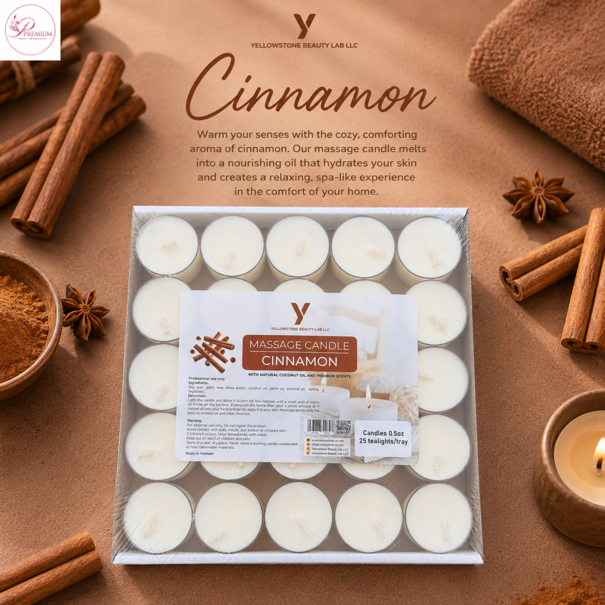 Yellowstone Massage Candle - Cinnamon