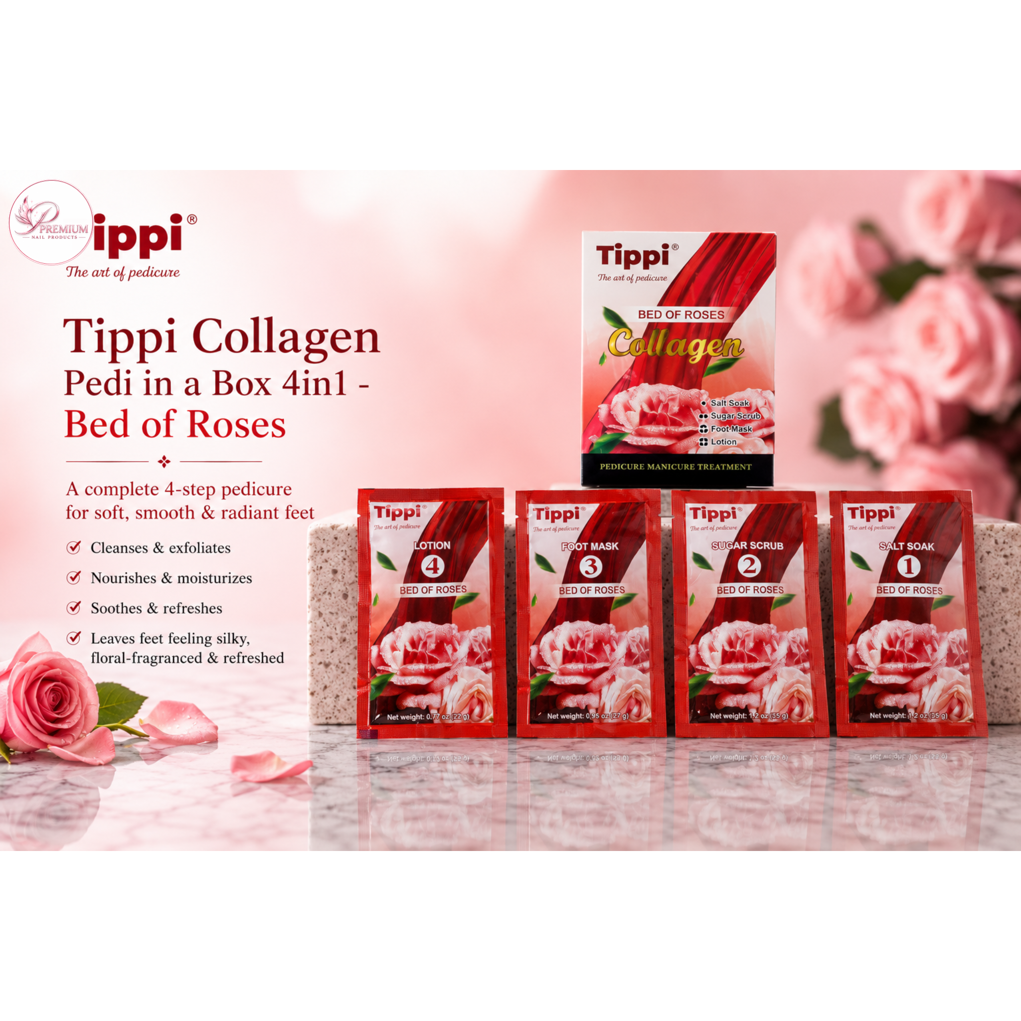 Tippi Collagen Pedi in a Box 4in1 - Bed of Roses