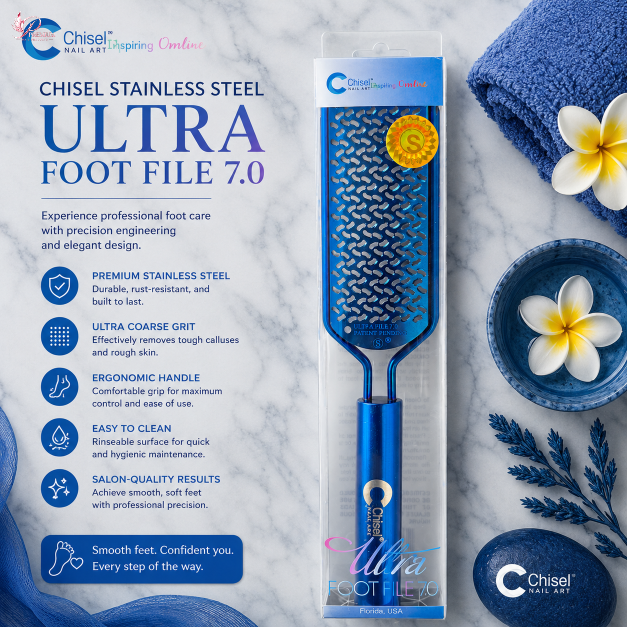 Chisel Stainless Steel Ultra Foot File 7.0 - Buy 5 Free 1