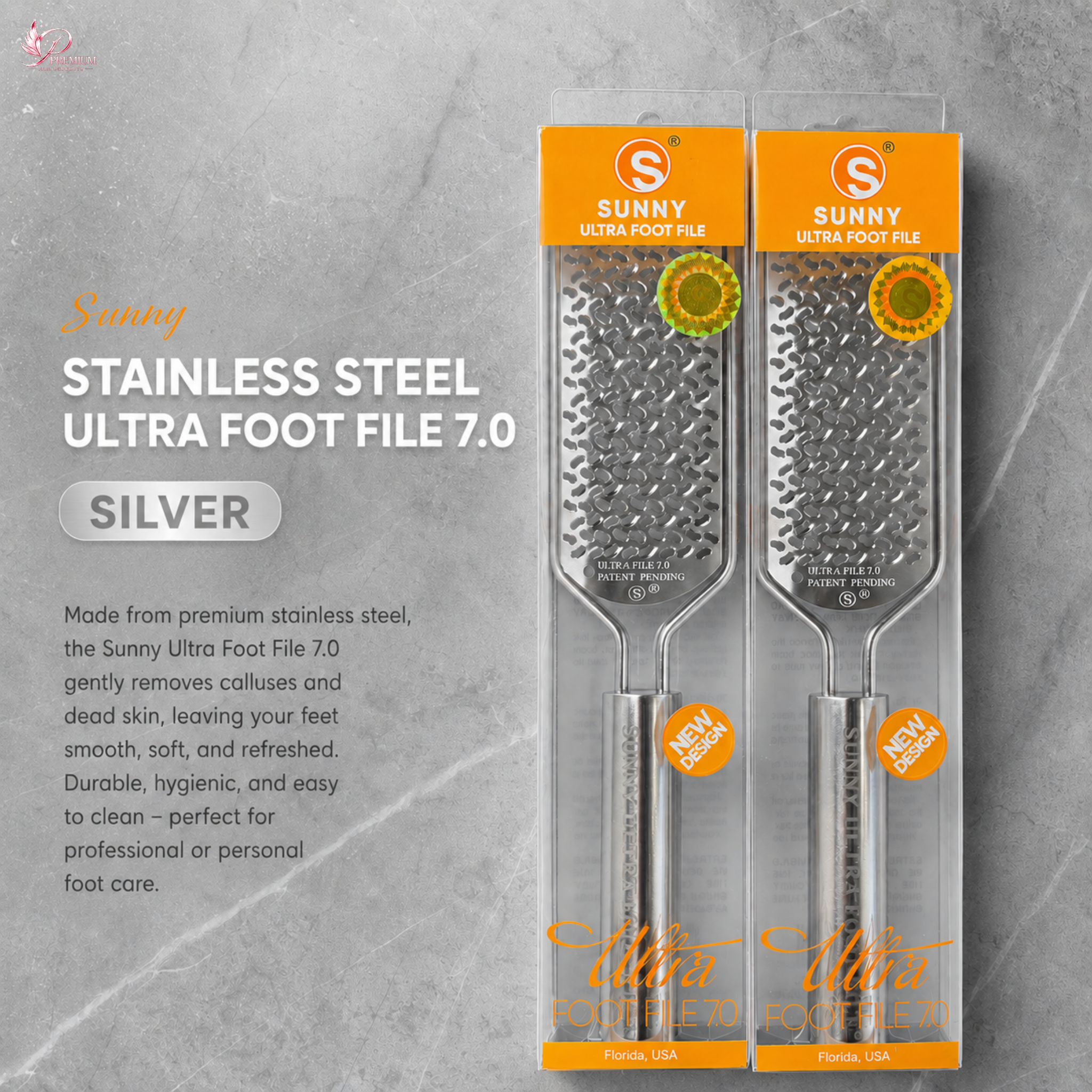 Sunny Stainless Steel Ultra Foot File 7.0 Silver - Buy 5 Free 1