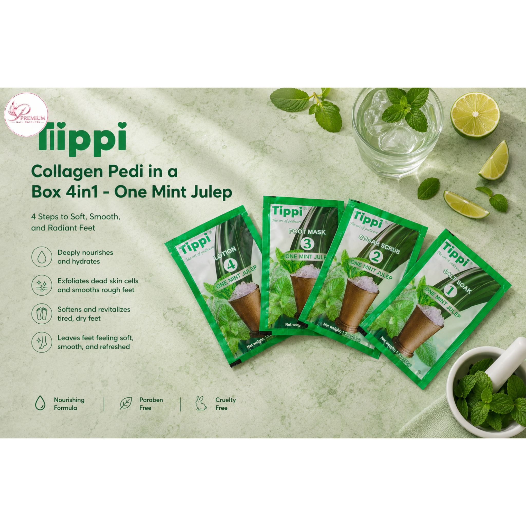 Tippi Collagen Pedi in a Box 4in1 - One Mint Julep
