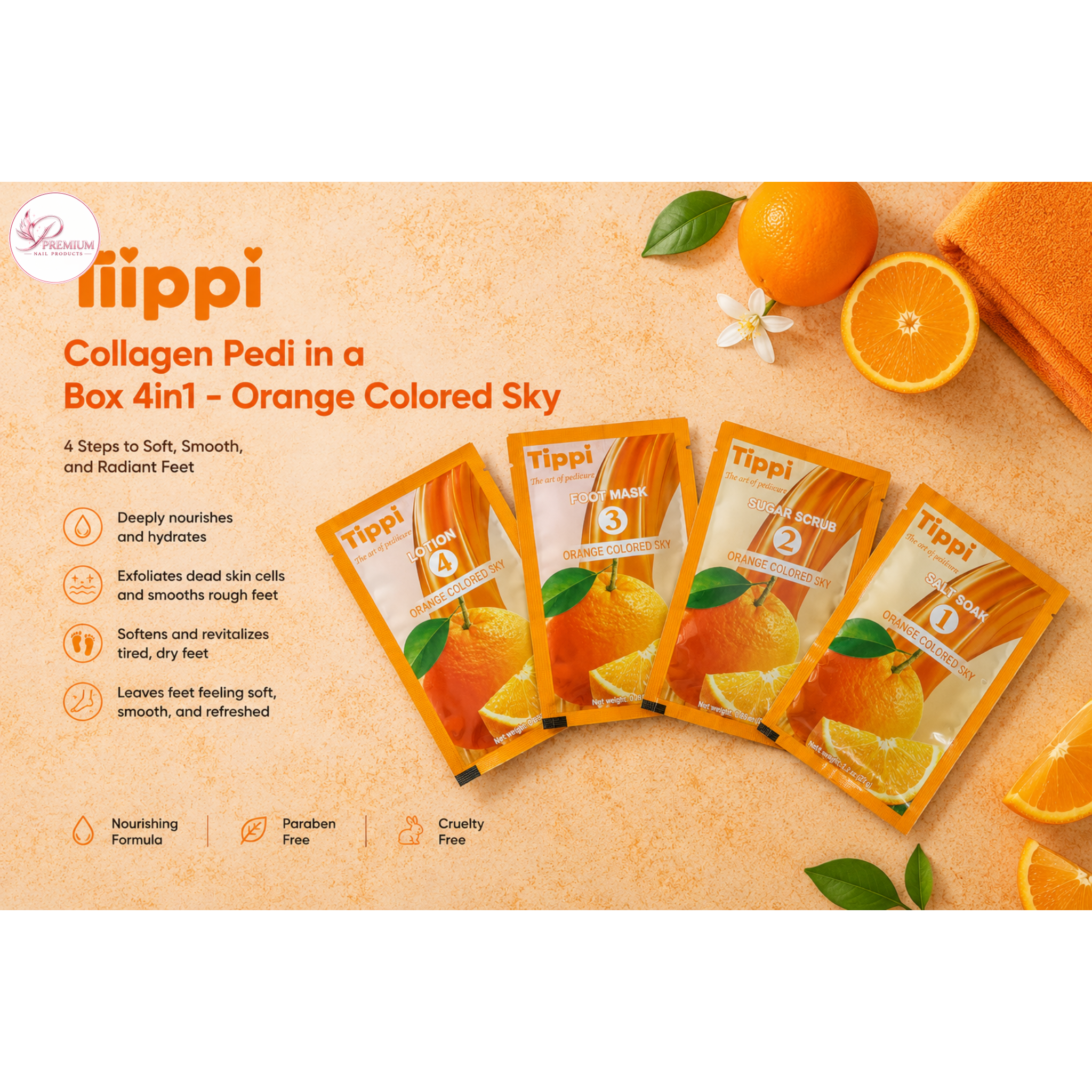 Tippi Collagen Pedi in a Box 4in1 - Orange Colored Sky