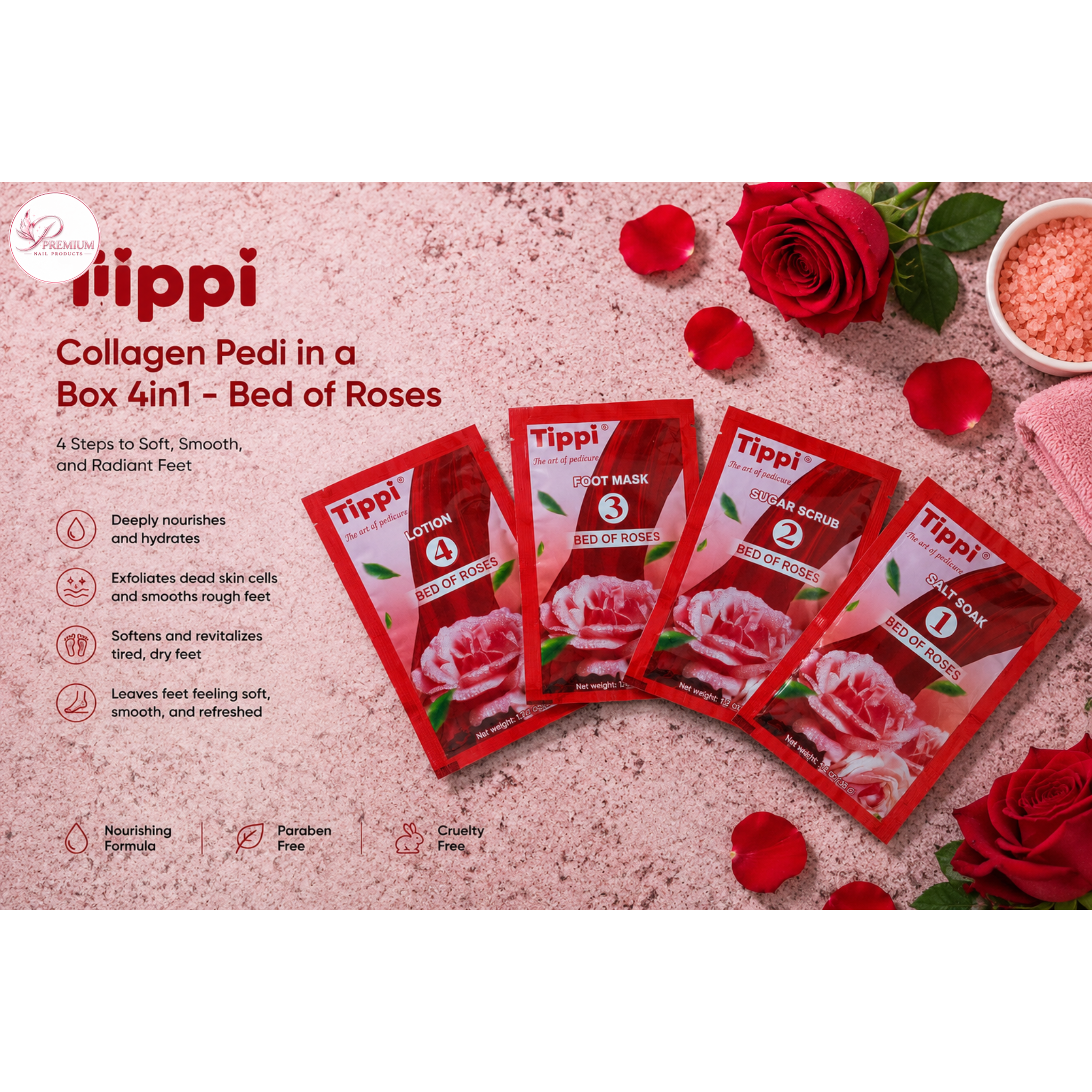 Tippi Collagen Pedi in a Box 4in1 - Bed of Roses