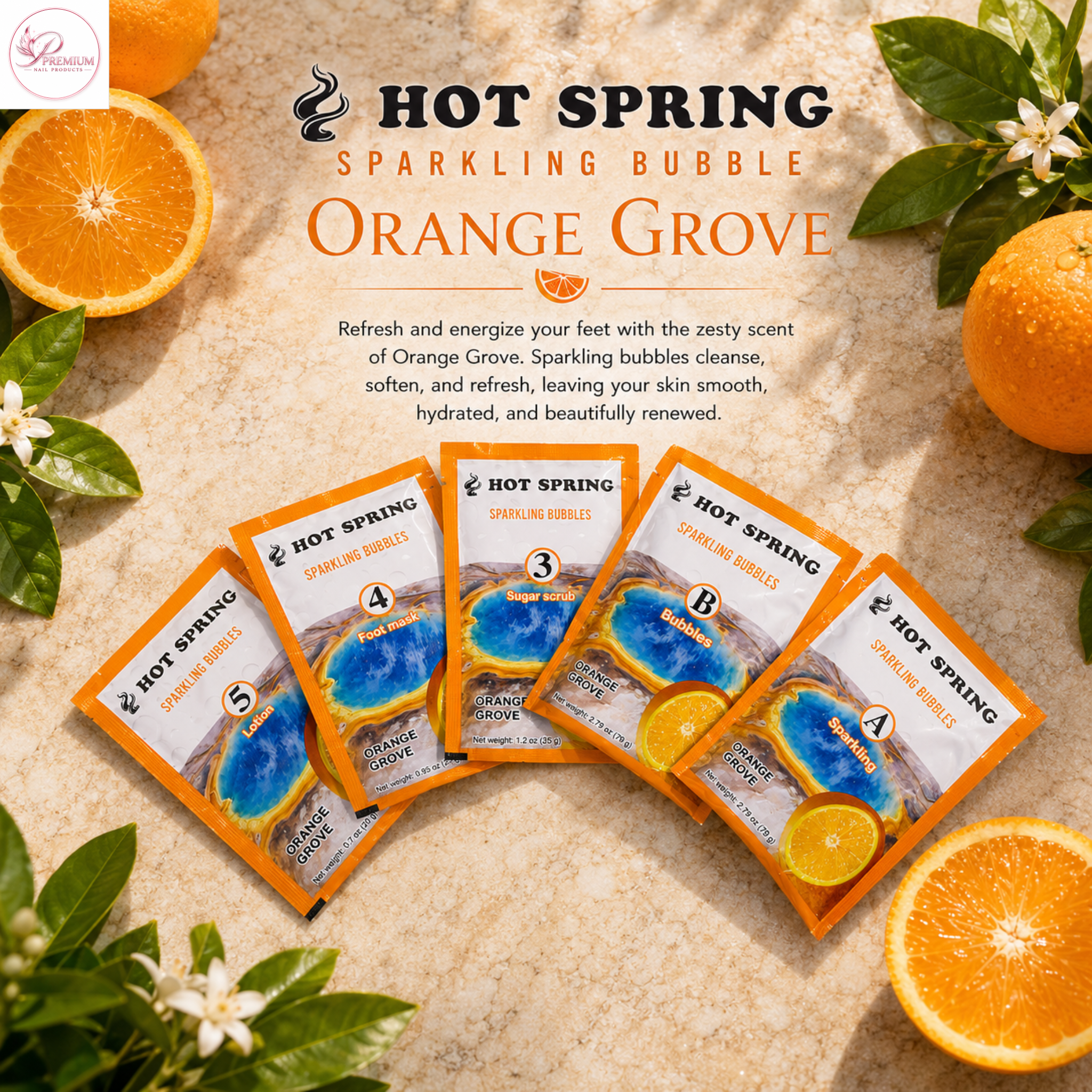 Hot Spring Sparkling Bubbles 5in1 Orange Grove + Free Pedicure Liner
