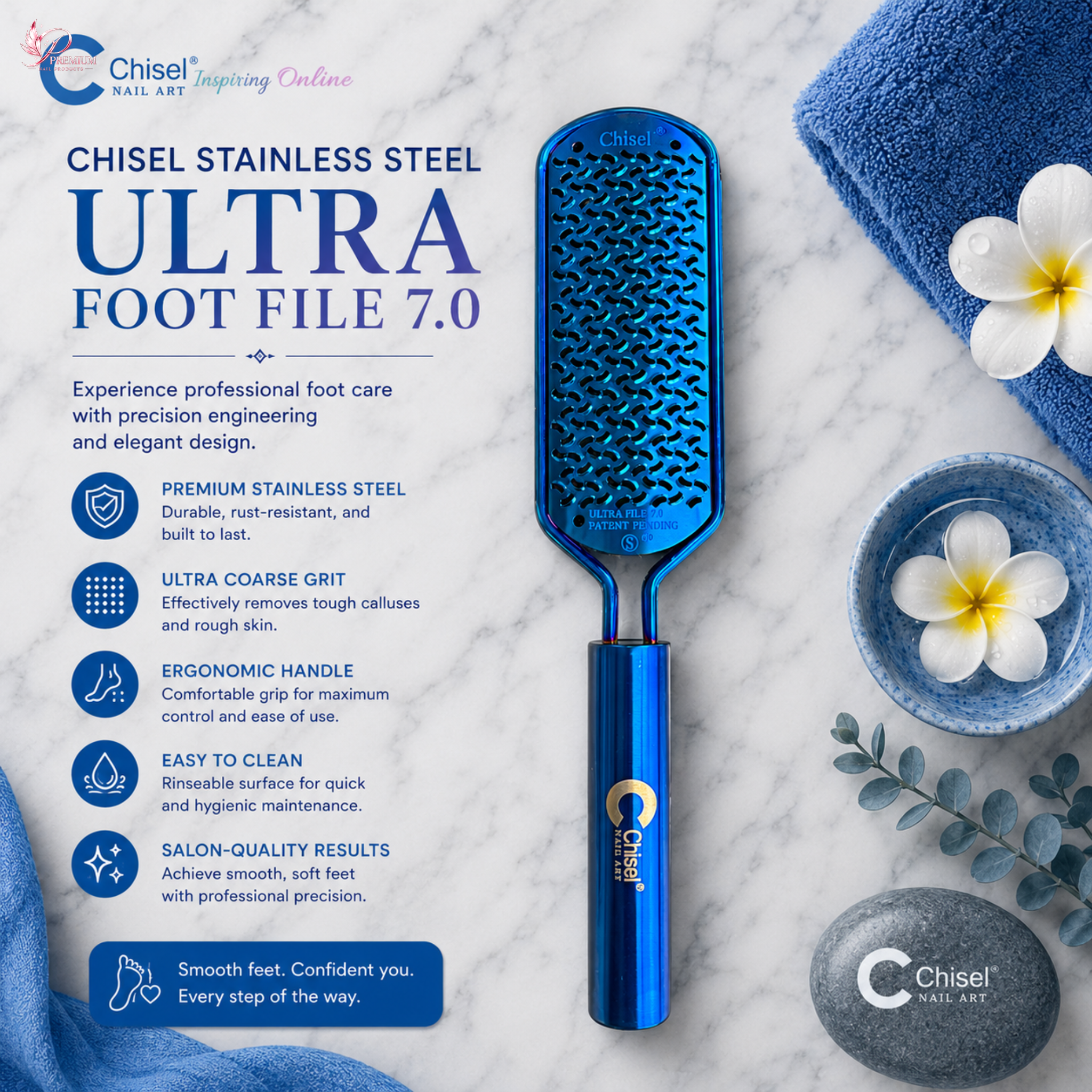 Chisel Stainless Steel Ultra Foot File 7.0 - Buy 5 Free 1
