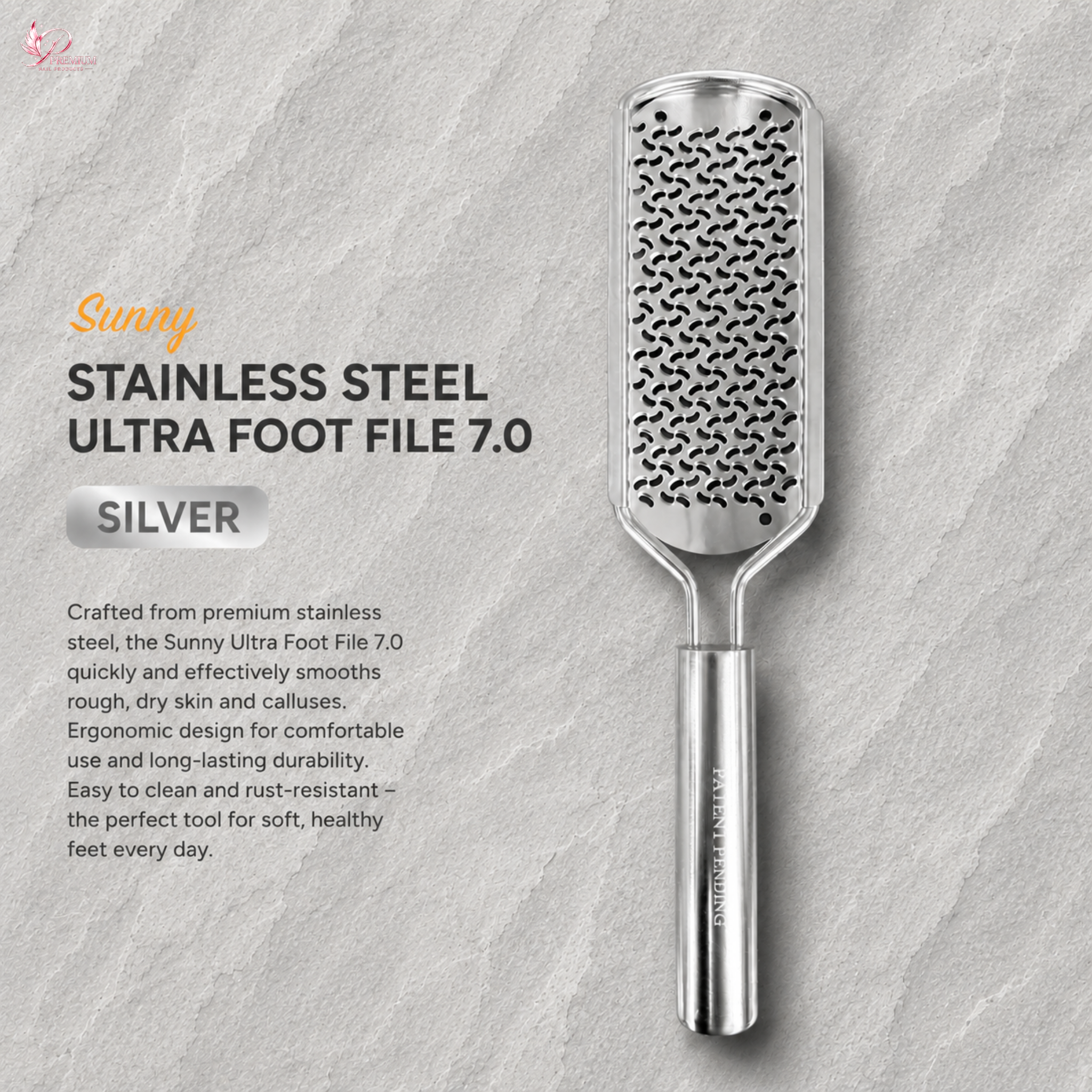 Sunny Stainless Steel Ultra Foot File 7.0 Silver - Buy 5 Free 1
