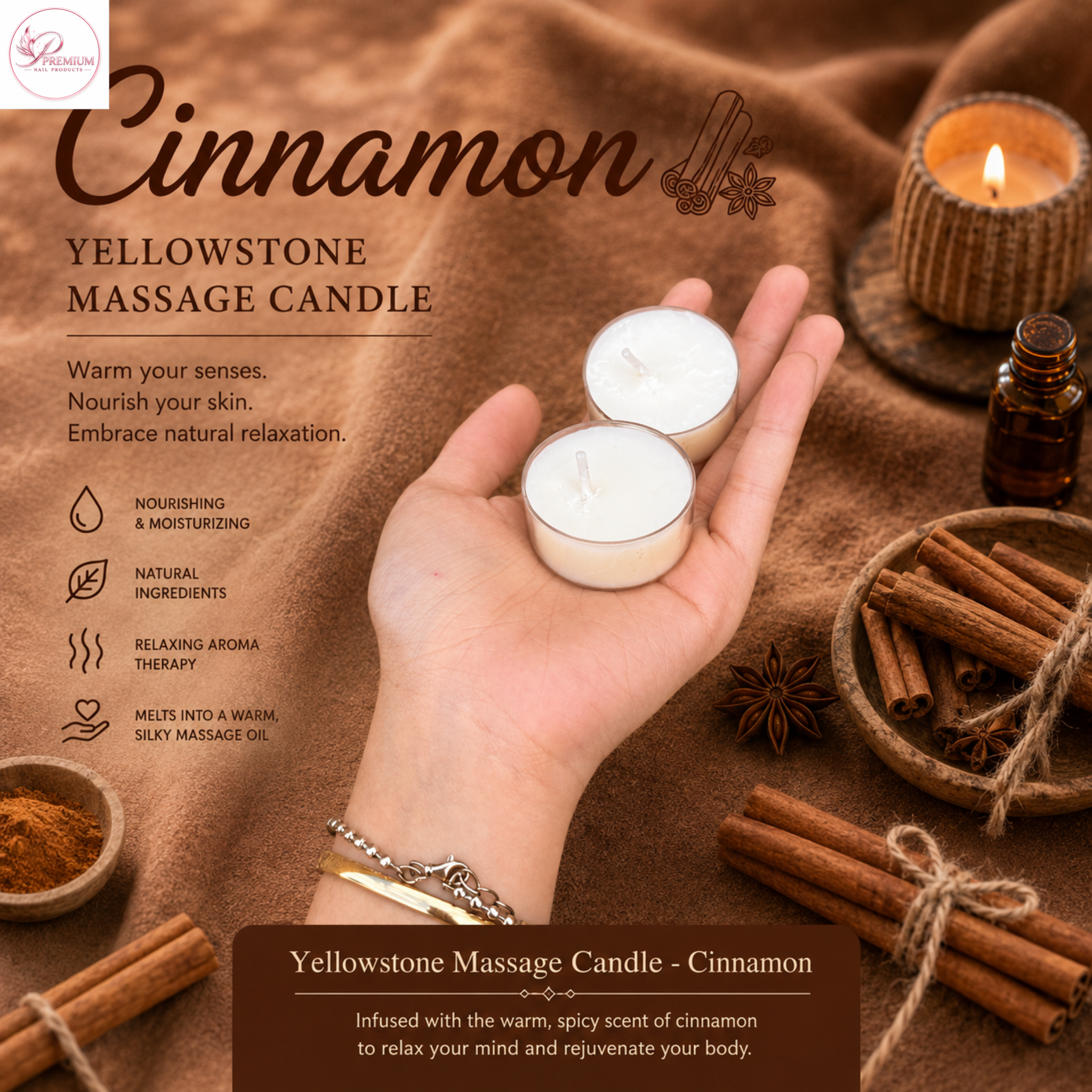 Yellowstone Massage Candle - Cinnamon