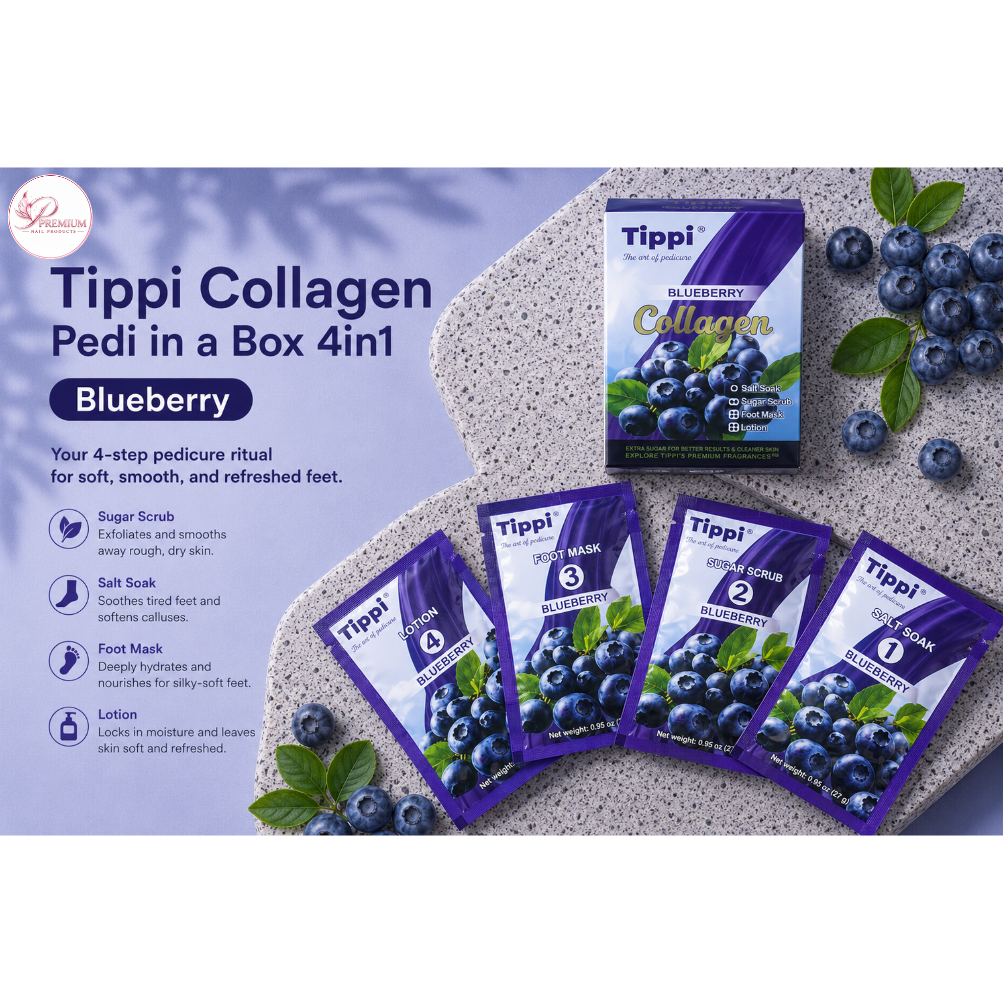 Tippi Collagen Pedi in a Box 4in1 - Blueberry