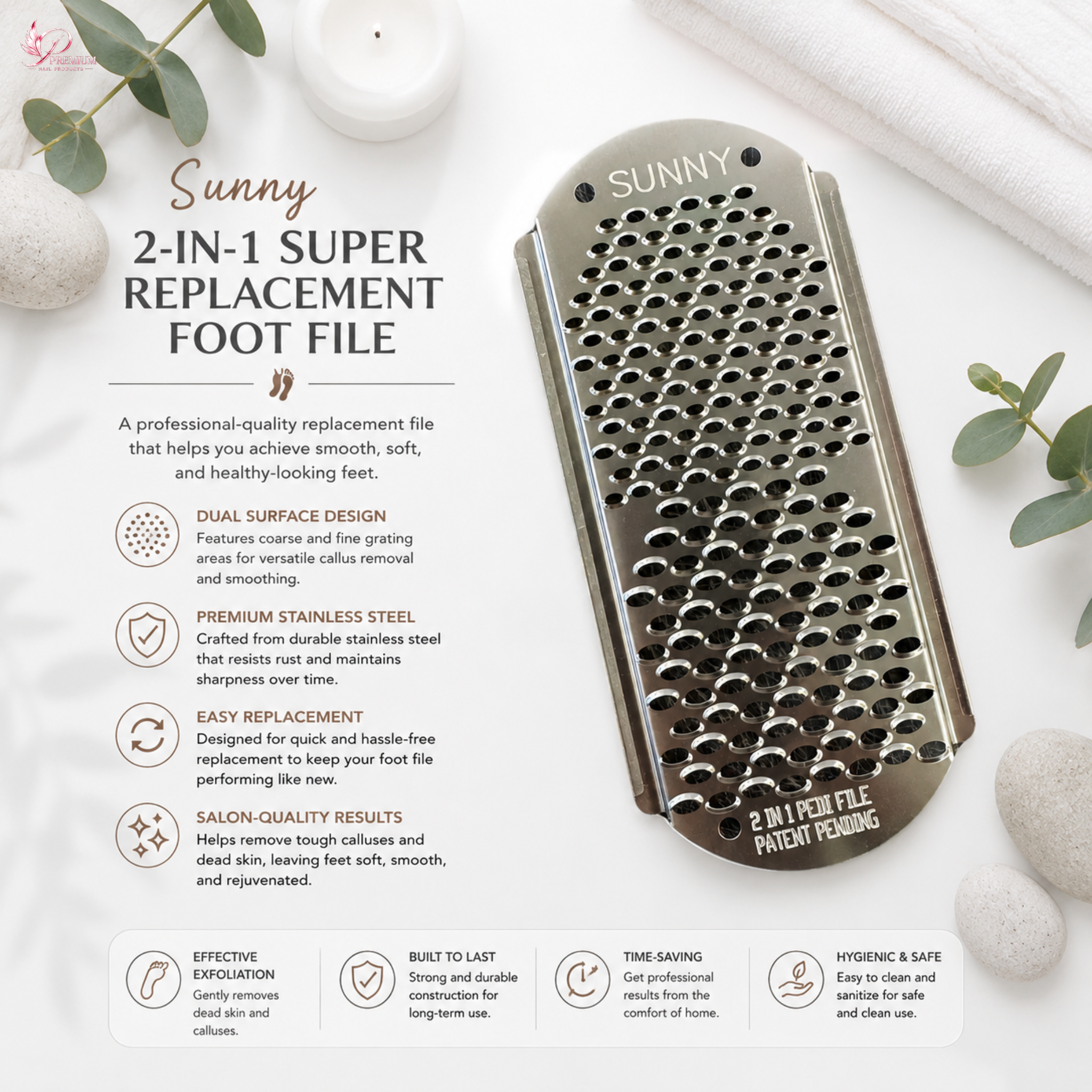 Sunny 2-In-1 Super Replacement Foot File - BUY 10 FREE 1