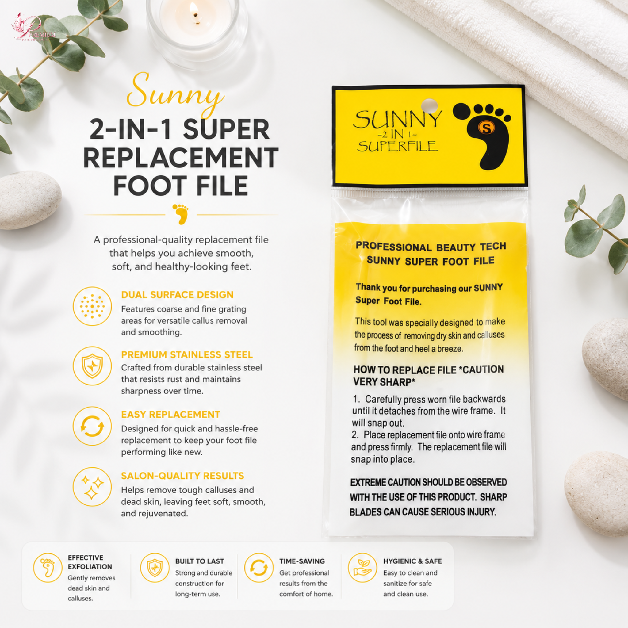 Sunny 2-In-1 Super Replacement Foot File - BUY 10 FREE 1