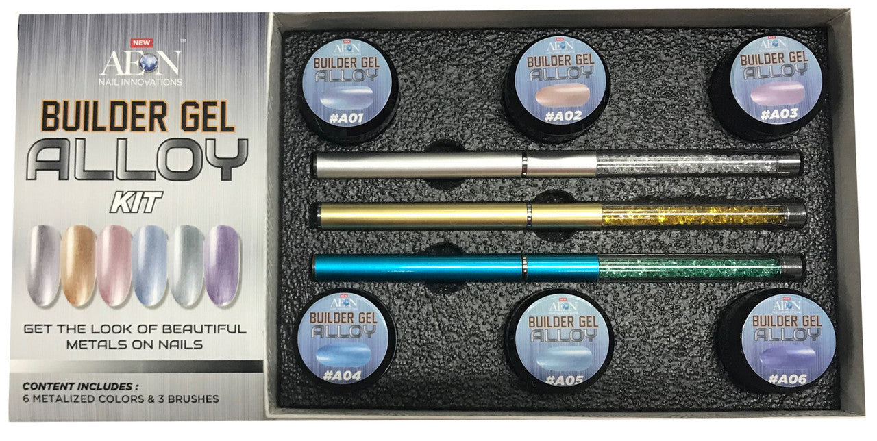 Aeon Builder Gel Alloy Collection ( Set of 6 Colors ) + Free 3 Design Brushes