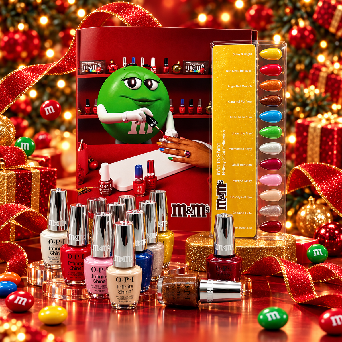 OPI Infinity Shine Sweeten Your Mani x M&M’s Holiday 2026, 12-Piece Display - INFINITE SHINE