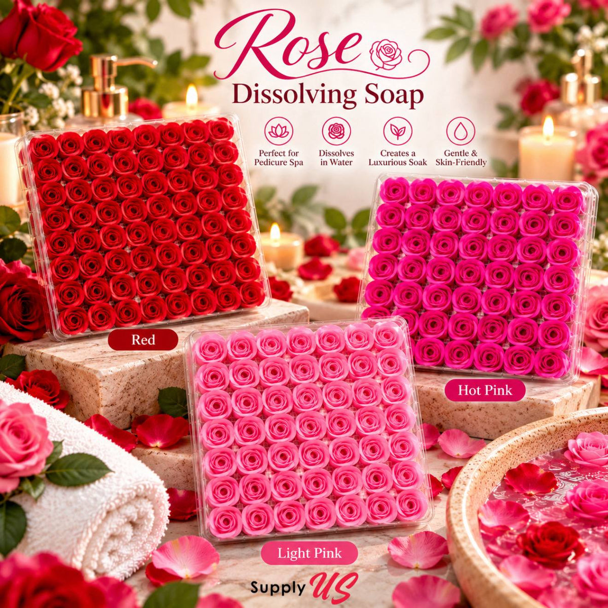 POSH Rose Dissolving Spa Soap 81pcs - Light Pink - BUY 2 GET 1 FREE