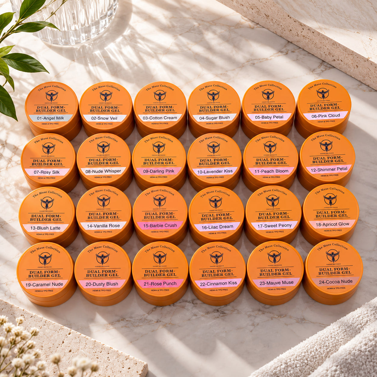 Phoenix 2-in-1 Dual Form Builder Gel – 24-Color Collection + FREE Phoenix Flexi Top, Base & Bonder