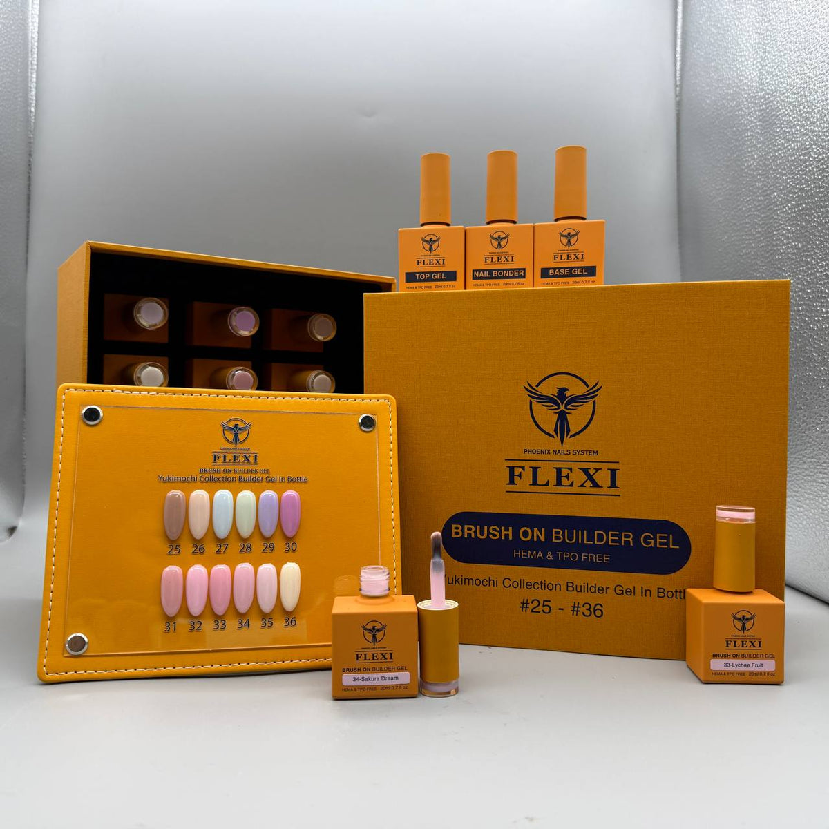 PHOENIX FLEXI Builder Gel (In Bottle) BIAB #25 - #36 colors - 20ml (Included Color Chart) - YukiMochi Collection