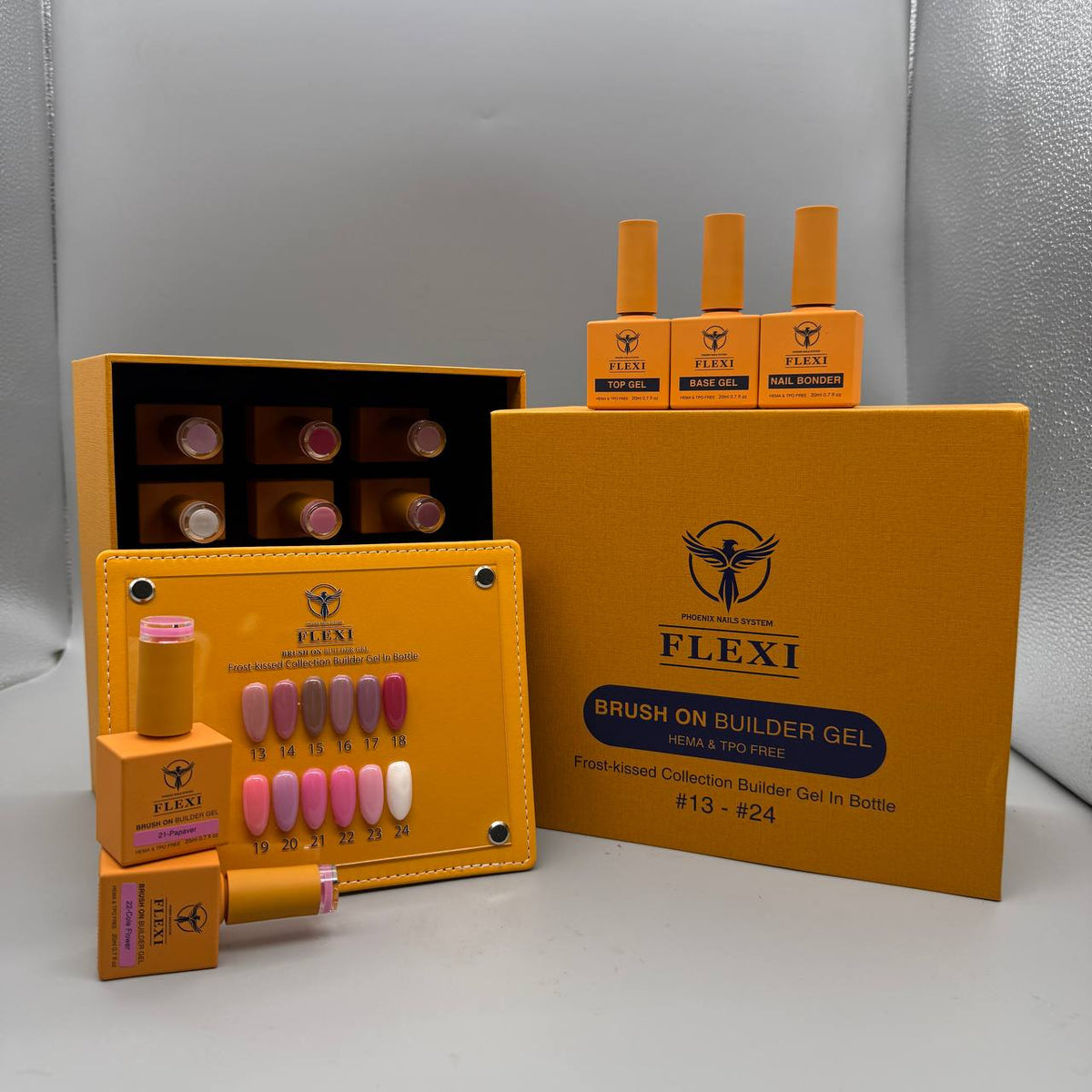 PHOENIX FLEXI Builder Gel (In Bottle) BIAB #13 - #24 colors - 20ml (Included Color Chart) - Frost-Kissed Collection