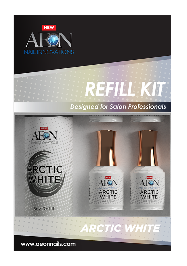 Aeon Arctic White Gel Refill 8oz + 4 Free Small Gel 0.5oz