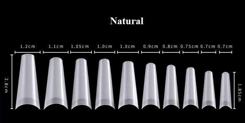 Coffin Nail Tips Natural 10 Sizes ( Bag of 500pcs )