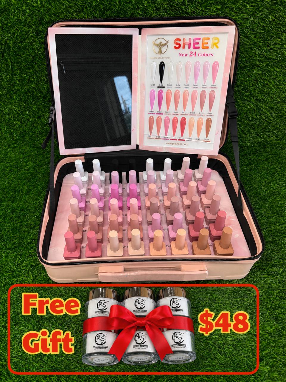 Phoenix Sheer Gel Collection 24 Colors - Free Extra 24 Gels + 1 Color Book + Vali + Free 6 MS Acrylic Powders 2oz