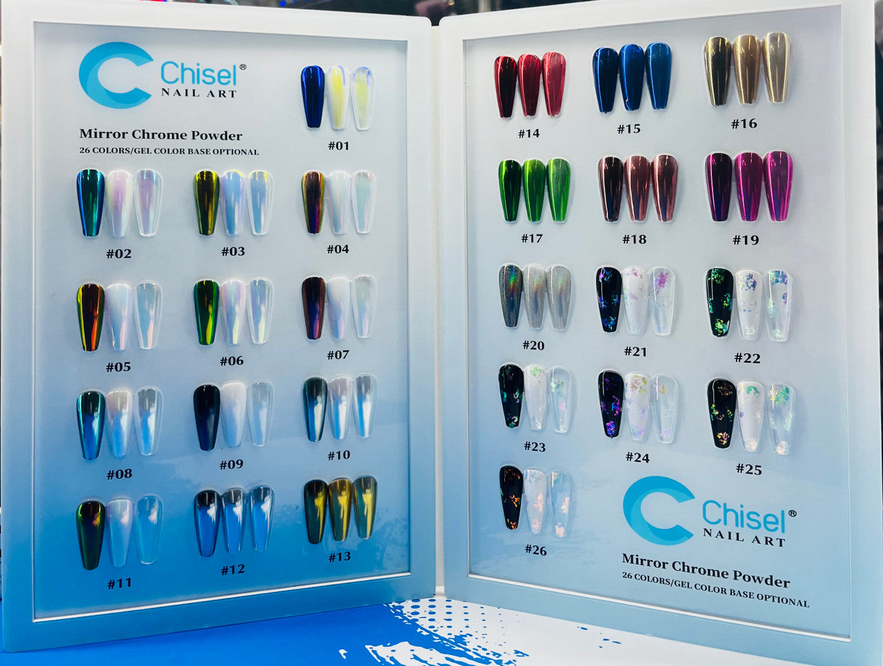 Chisel Mirror Chrome 26 Colors + Free 1 Black Diamond Top + 1 Color Book +1 Chisel stickey Base