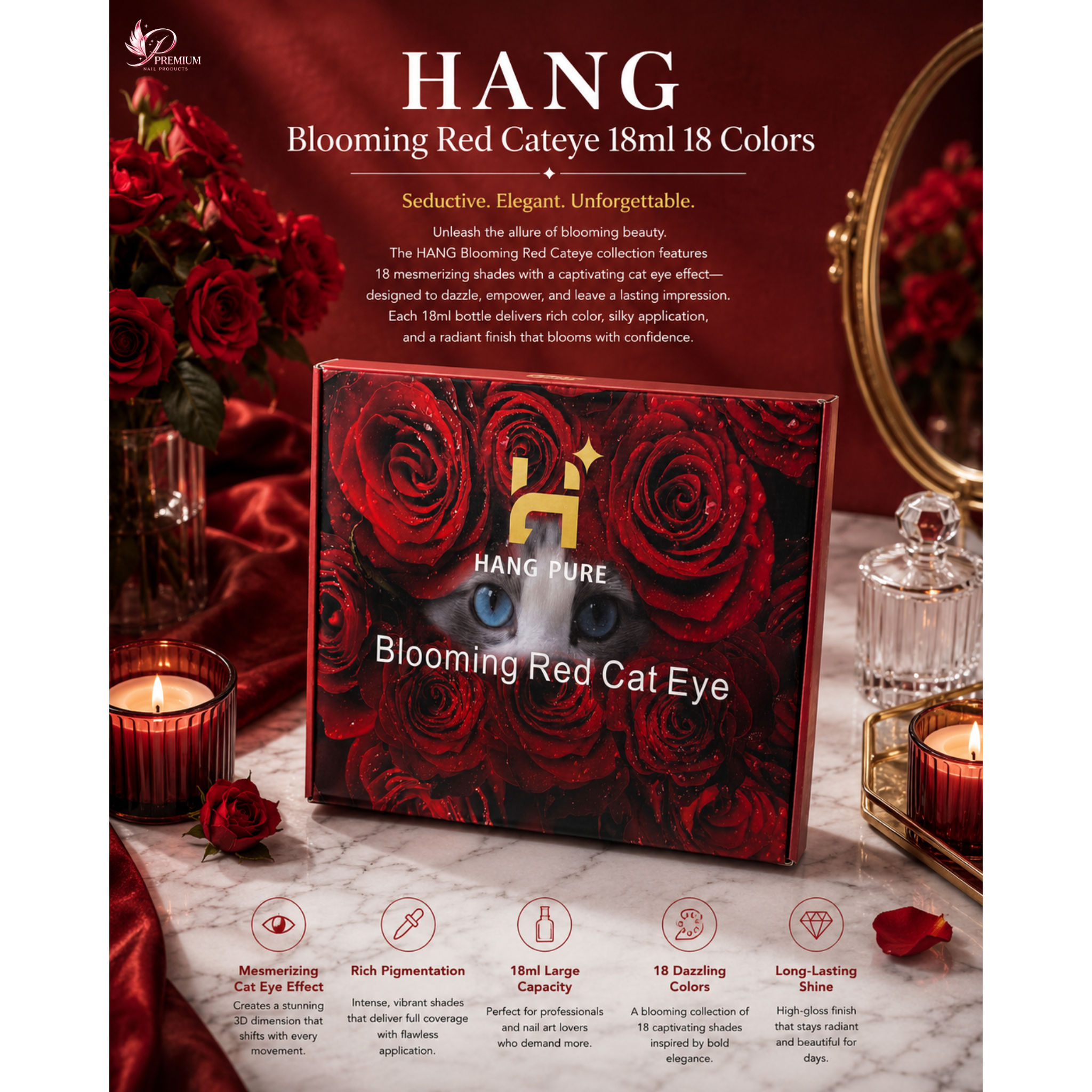 HANG Blooming Red Cateye 18ml 18 Colors
