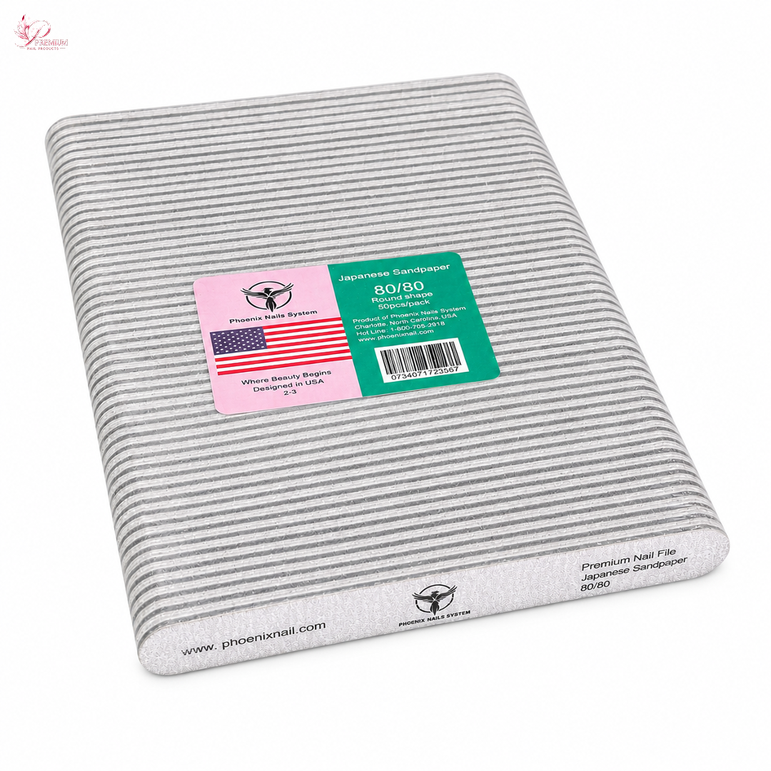 PHOENIX PREMIUM NAIL FILE - ZEBRE ROUND FILE 80/80 USA 50pcs