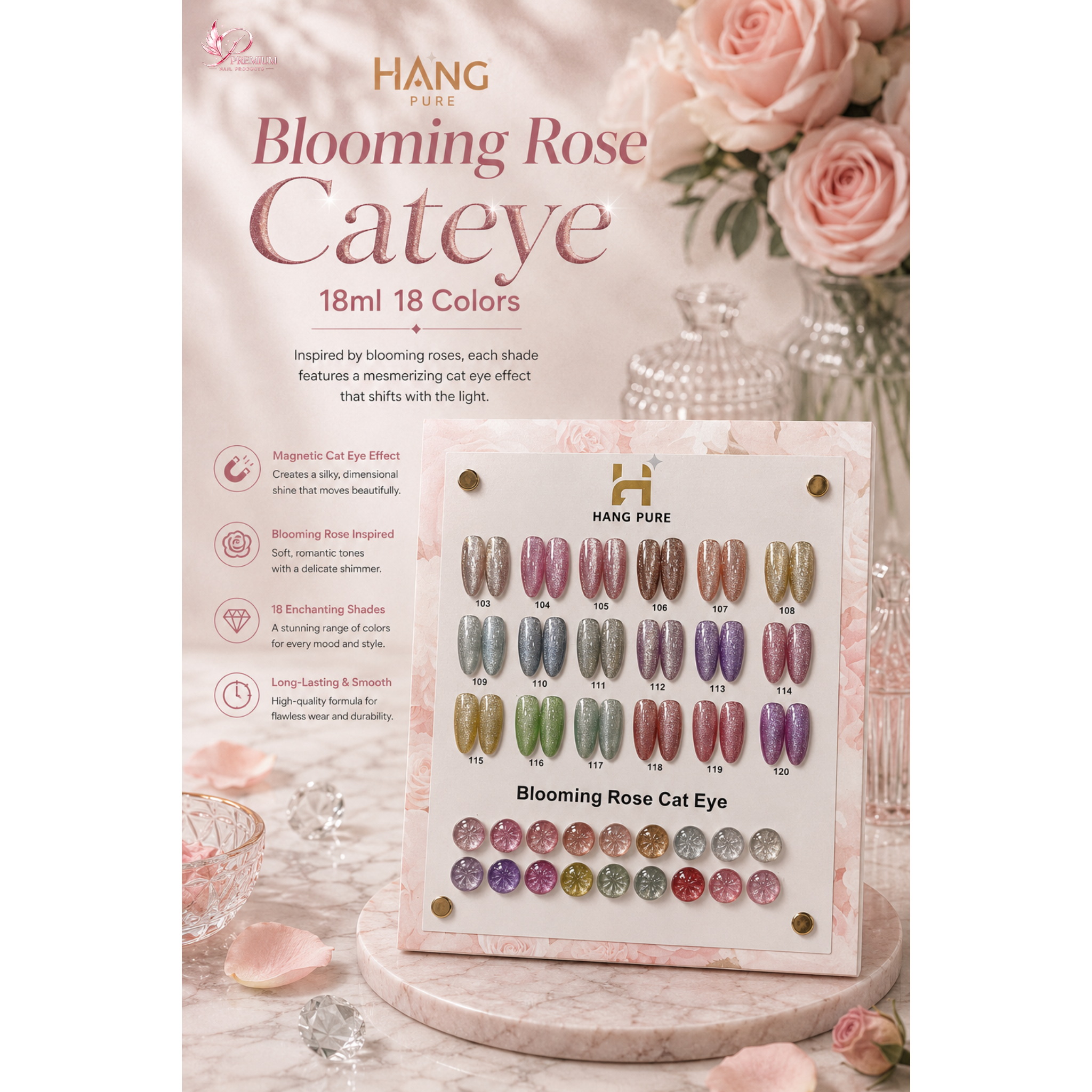HANG Blooming Rose Cateye 18ml 18 Colors
