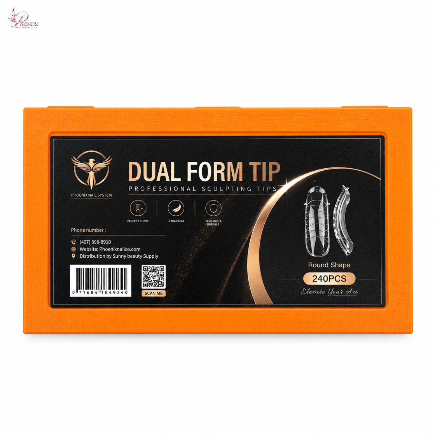 Phoenix Dual Forms tips - Round Shape - 12 sizes 240pcs/box - #4 - FREE Gel Stick For Picking Up Gel