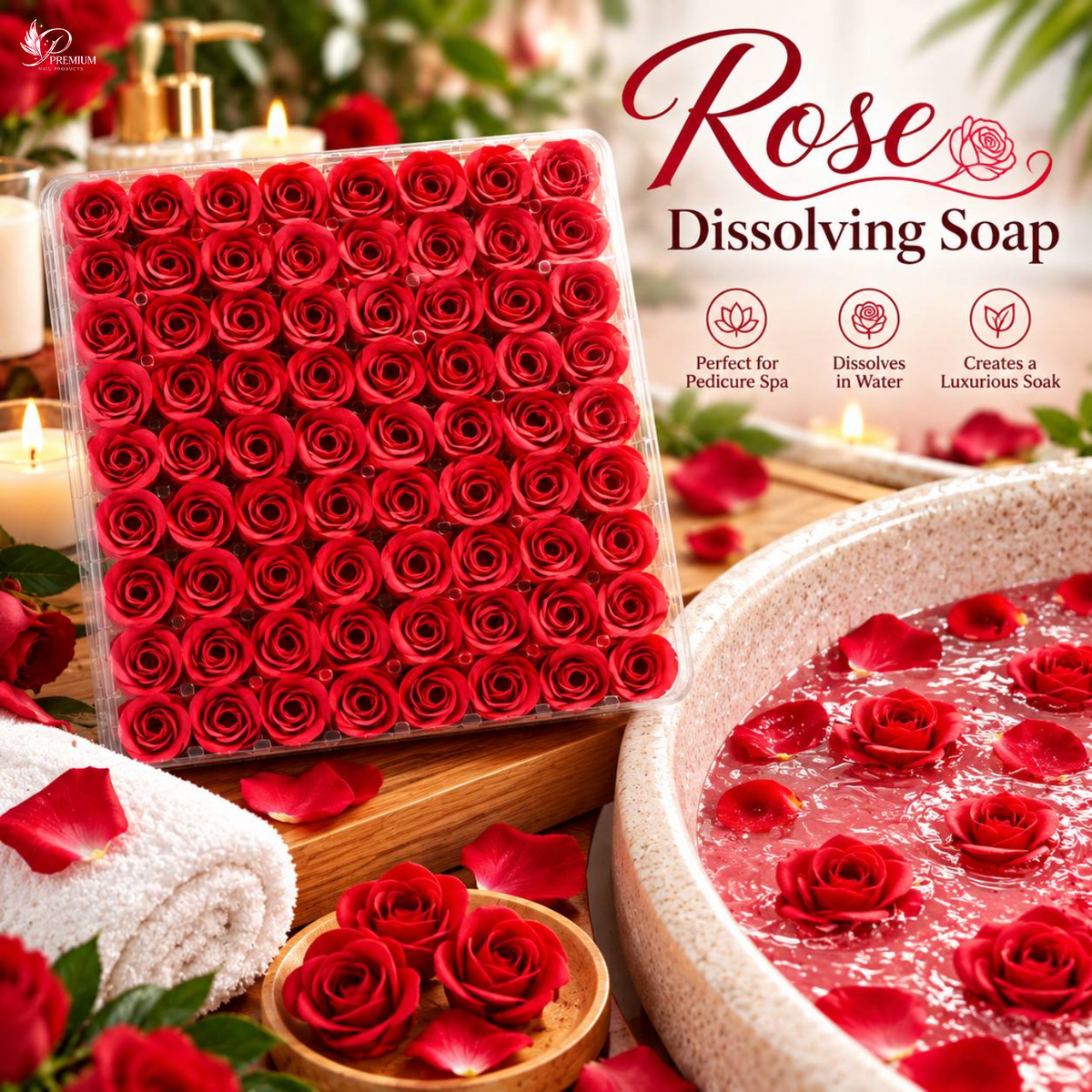POSH Rose Dissolving Spa Soap 81pcs - Red - BUY 2 GET 1 FREE