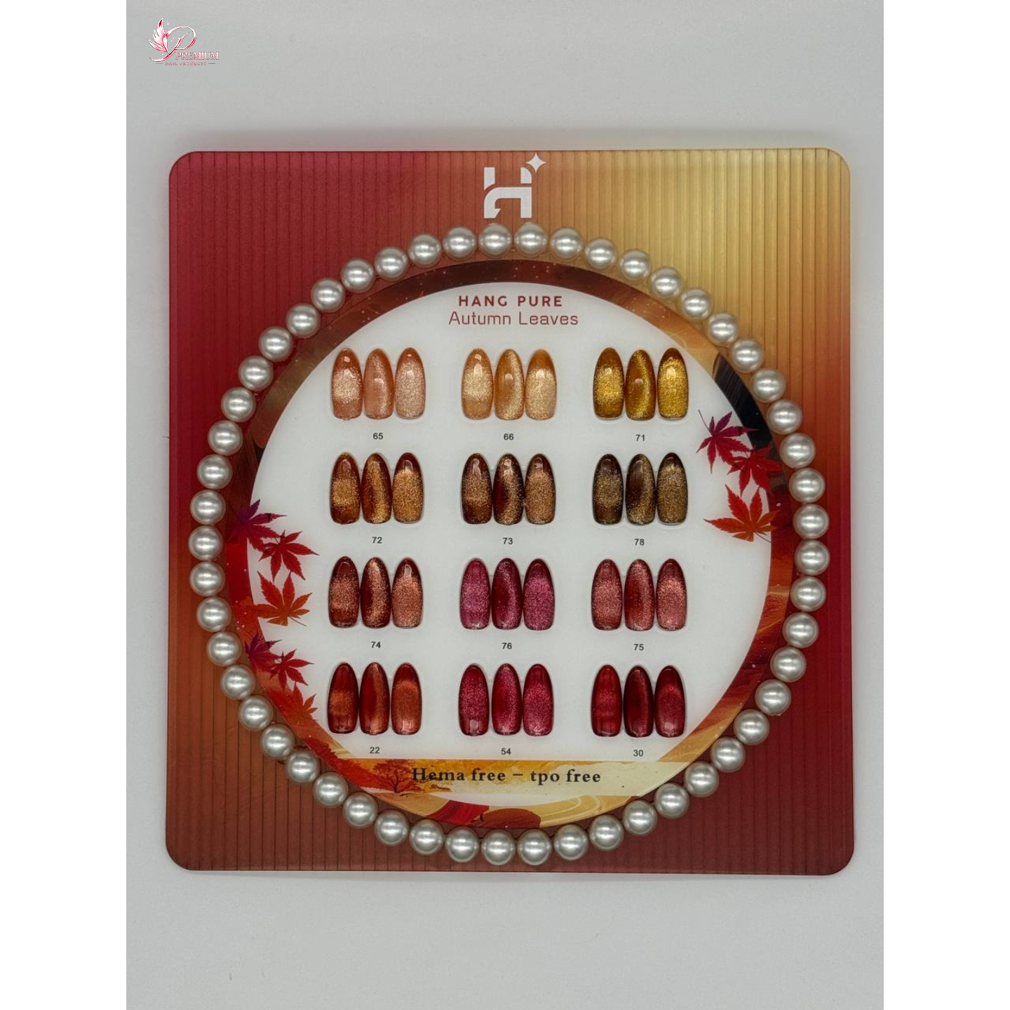 Hang Cateye Autumn Leaves Collection 12 Colors - Free 1 Set Water Drop + 2 Magnet (Ring+French)