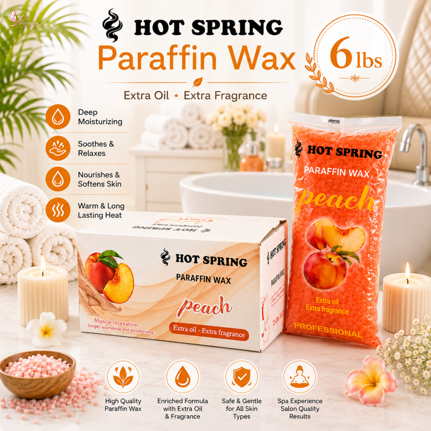 Hot Spring Premium Paraffin Wax - PEACH (6 Lbs)