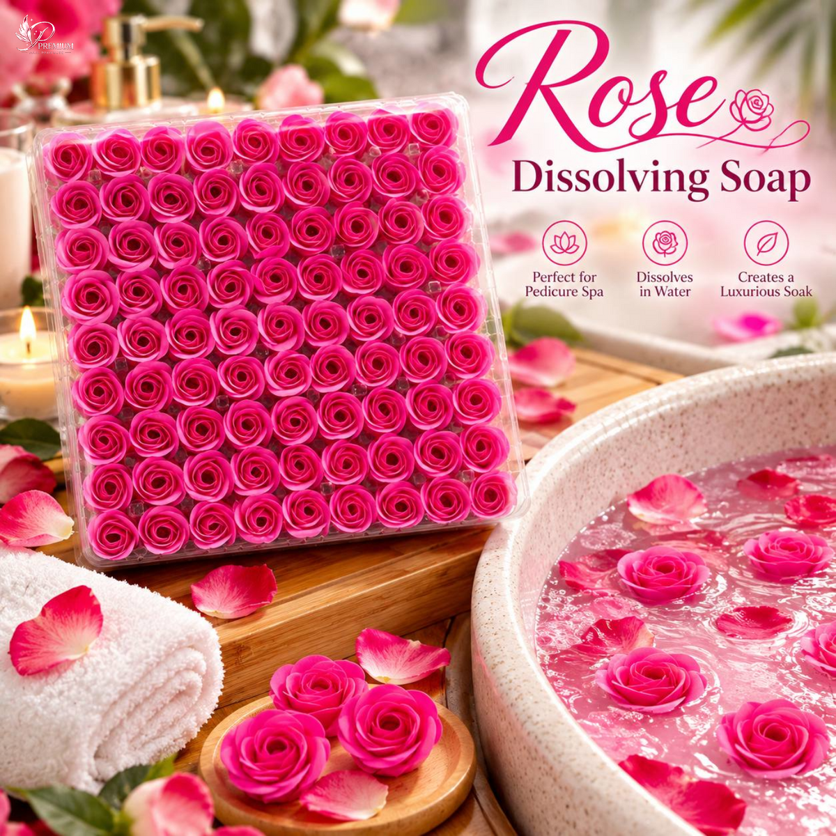 POSH Rose Dissolving Spa Soap 81pcs - Hot Pink - BUY 2 GET 1 FREE