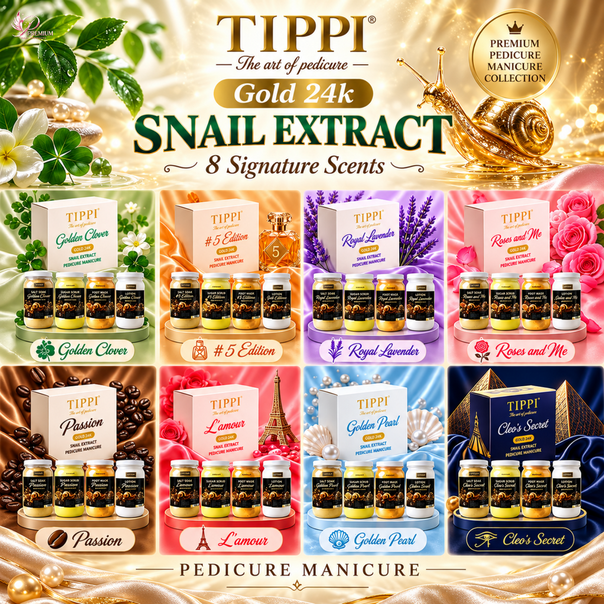 TIPPI Gold 24K Snail Extract 4-Step Pedicure (All Scents)