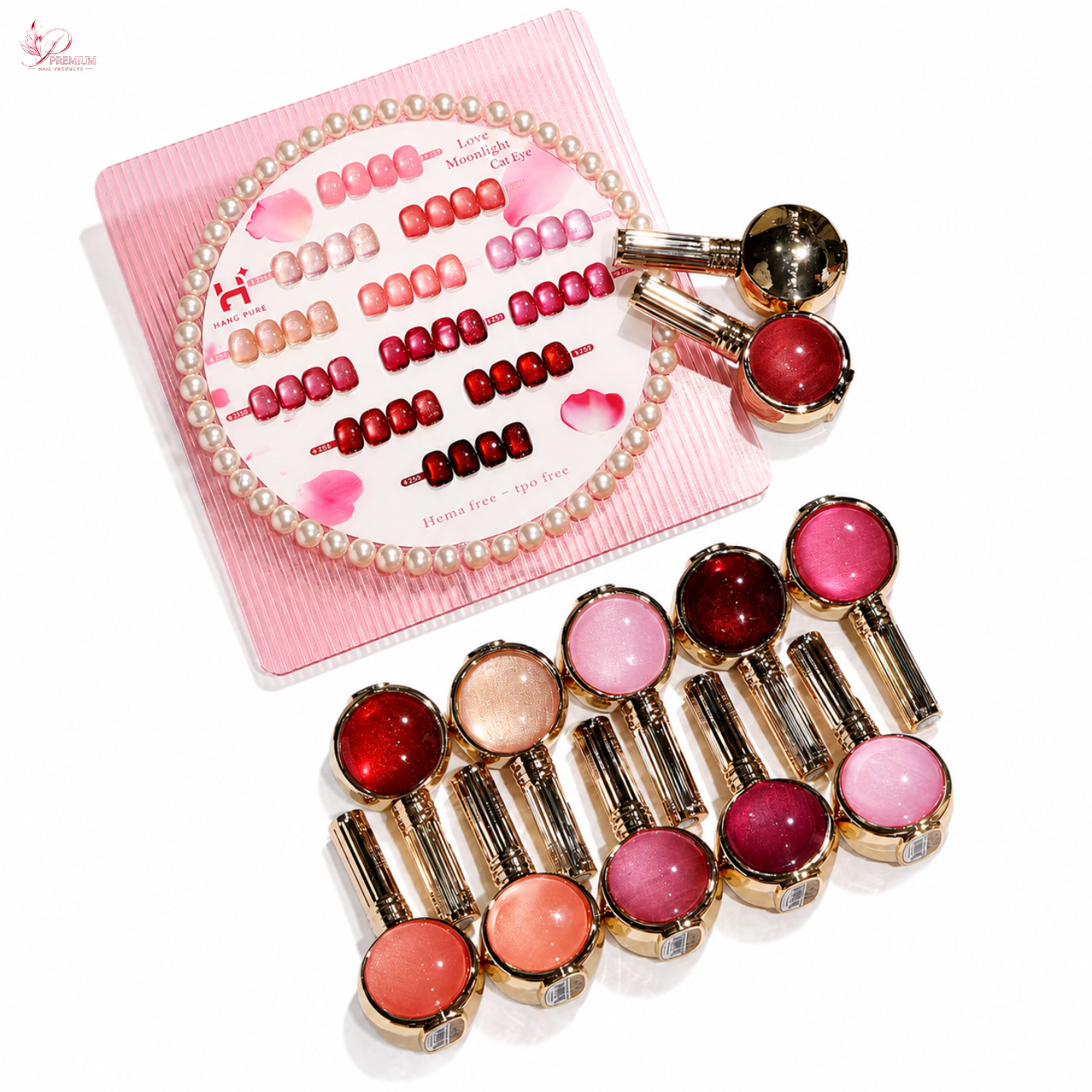 Hang Cateye Love Moonlight Collection 18ml - 12 Colors (247 - 258) - Free 1 Set Water Drop + 2 Magnet (Ring+French)