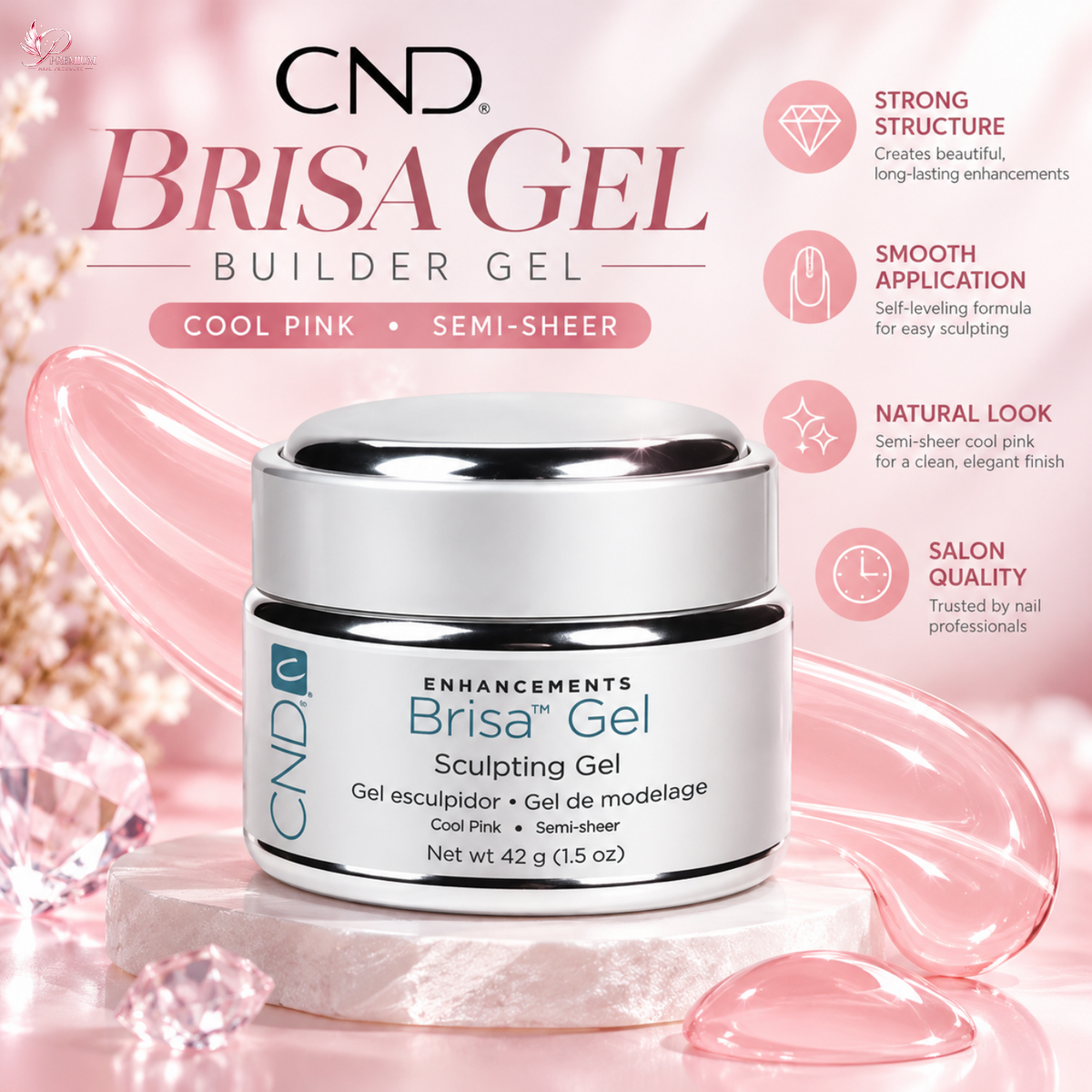 CND BRISA GEL COOL PINK SEMI SHEER 1.5OZ