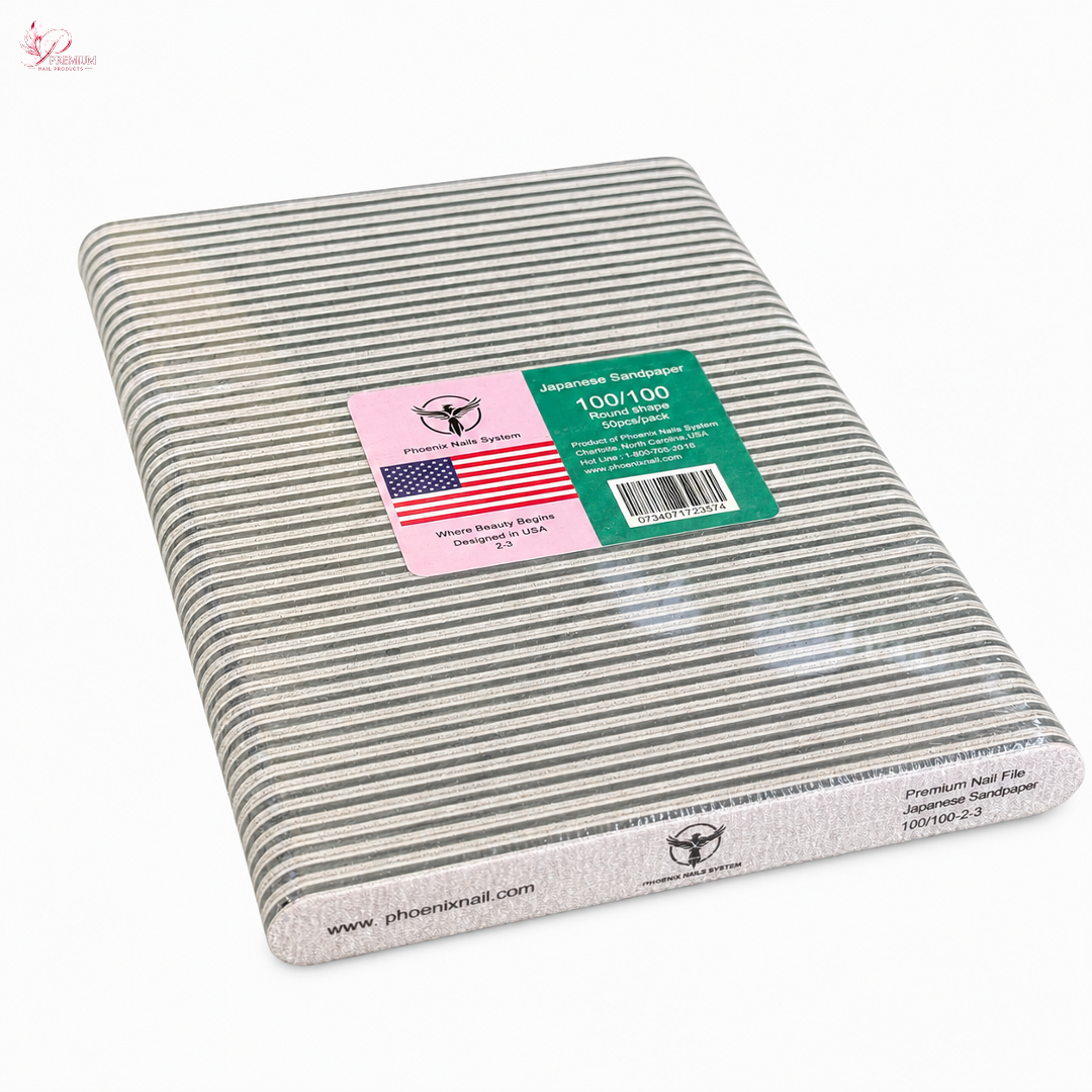 PHOENIX PREMIUM NAIL FILE - ZEBRE ROUND FILE 100/100 USA 50pcs
