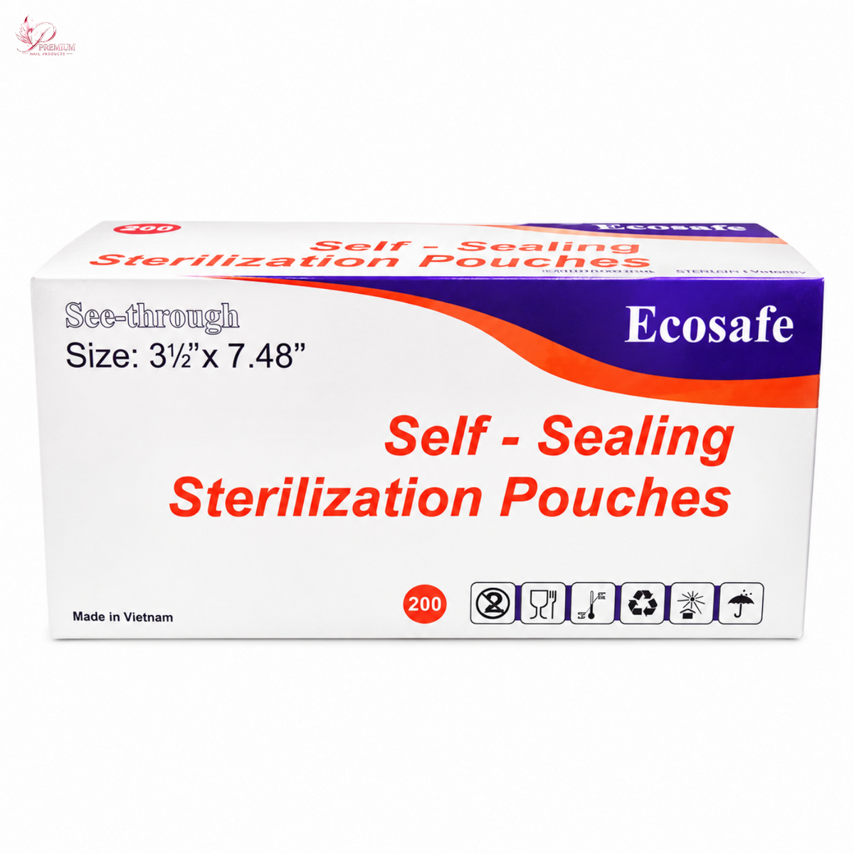 ECOSAFE STERILIZATION POUCH 3.5'' X 7.48'' BOX OF 200PCS