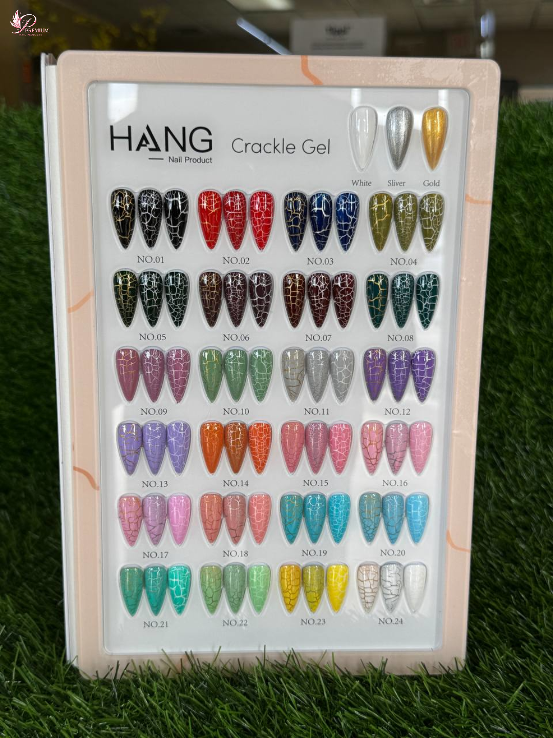 HANG Crackle Gel Collection – 27 Colors | 24 Gel Polish + 3 Base Colors + Display
