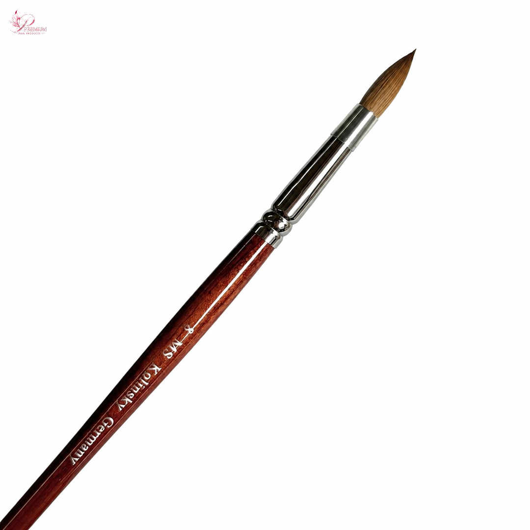 MS Kolinsky Germany Acetone Proof Red Wood Acrylic Brush No.8