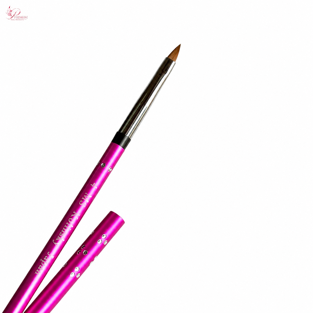 MS Kolinsky Japan Pink Aluminium 3D Brush No.8