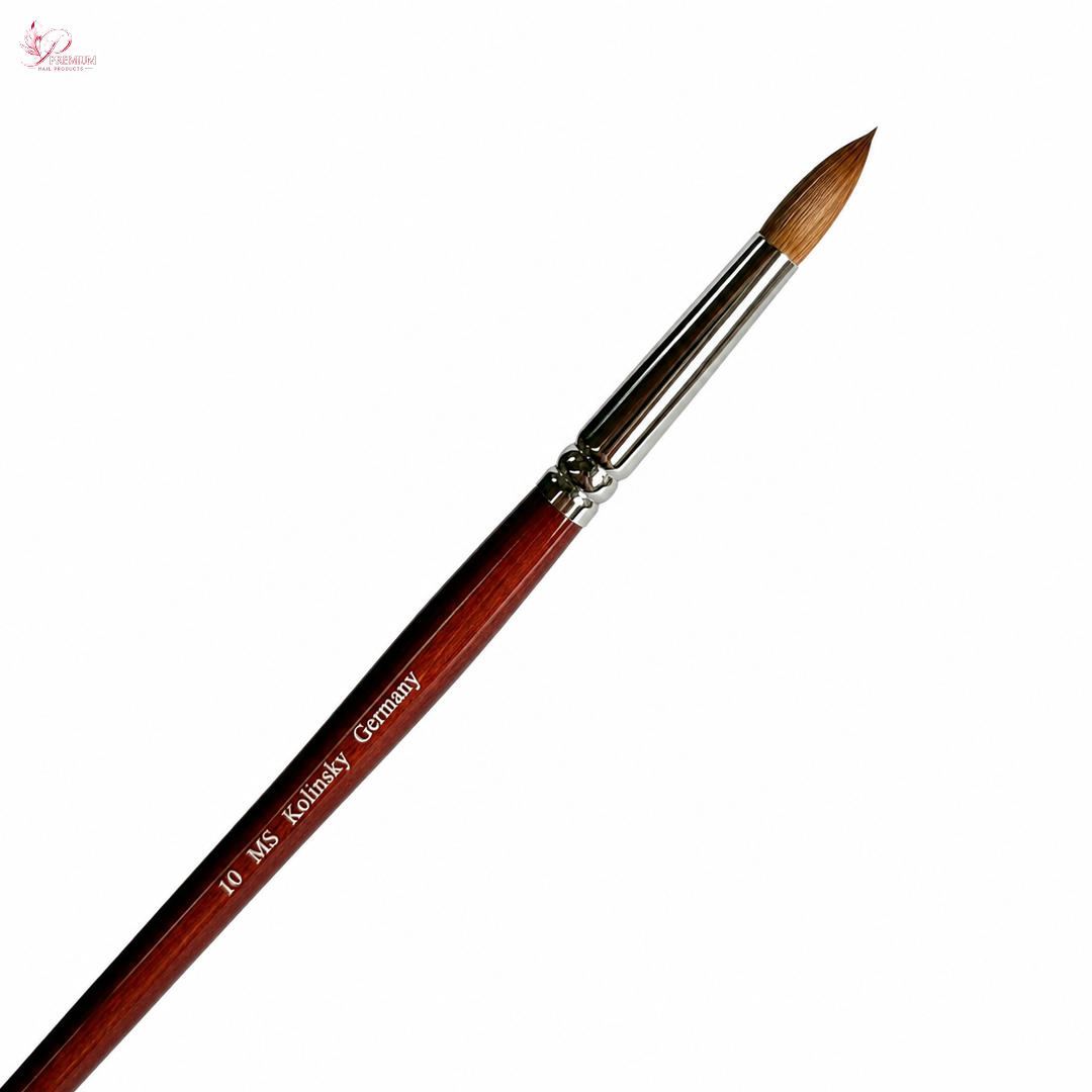 MS Kolinsky Germany Acetone Proof Red Wood Acrylic Brush No.10