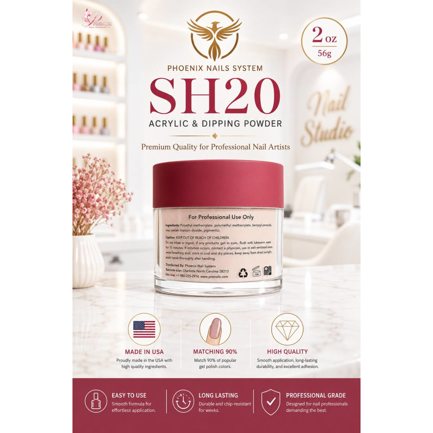 Phoenix SHEER Dip & Acrylic Powder Collection 24 Colors - Free 1 Color Book + Vali - FREE Acrylic Brush PHOENIX - LIMITED TIME ONLY
