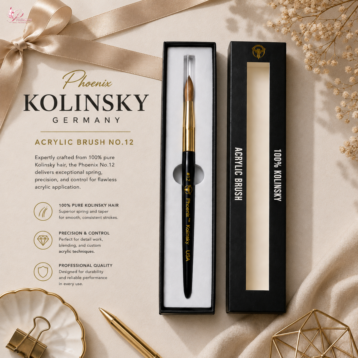 Phoenix Kolinsky Germany Acrylic Brush No.12