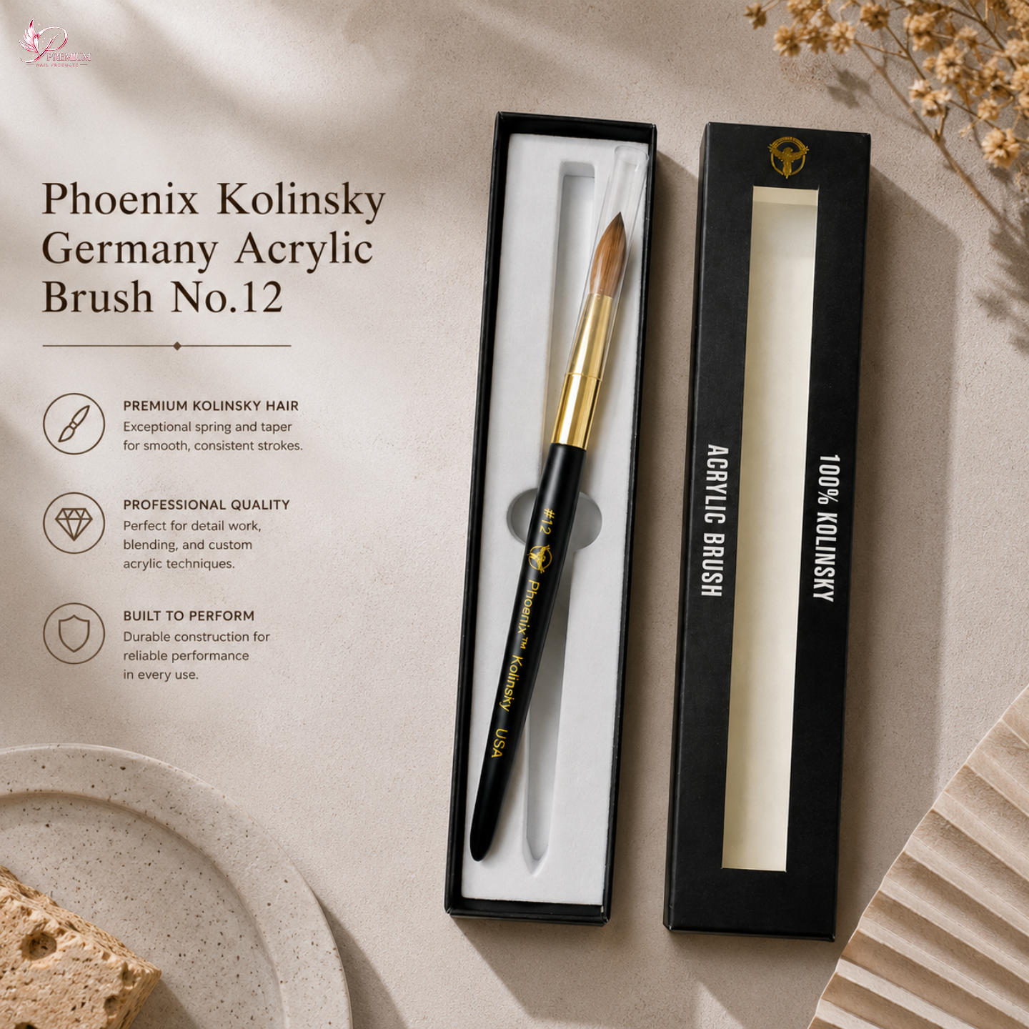 Phoenix Kolinsky Germany Acrylic Brush No.12